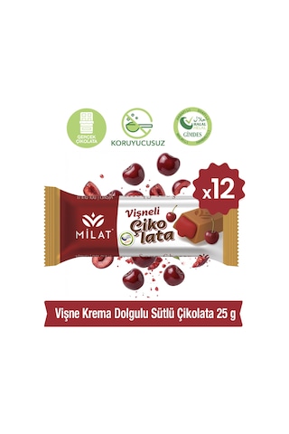 Milat Krema Dolgulu Vişne Çikolata 12 × 25 G Milat Krema Dolgulu Vişne Çikolata 12 × 25 G