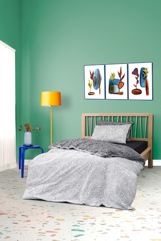 Cozy Home Mono Tek Kişilik Lastikli Çarşaflı Nevresim Takımı Maze Siyah Siyah