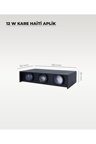 Haiti Led Aplik Siyah Kasa 3200k Sarı Işık Siyah