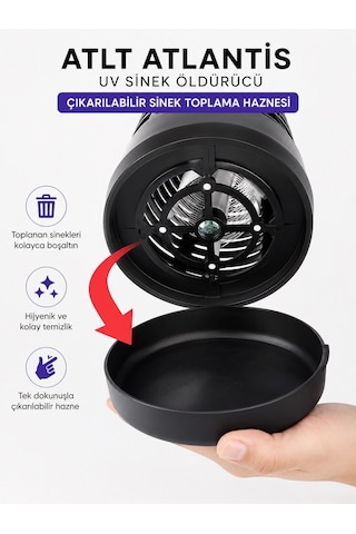 Elektirikli Sivrisinek Öldürücü Sinek Öldürücü Haşere Öldürücü Tutma Ve Asma Kollu Aç Kapa Düğmeli Gece Lambası Çıkarılabilir Sinek Toplama Haznesi Uv Sinek Öldürücü 10 Parça Siyah
