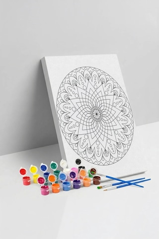 Çiçek Mandala Ahşap Boyama Seti 40x50 Cm