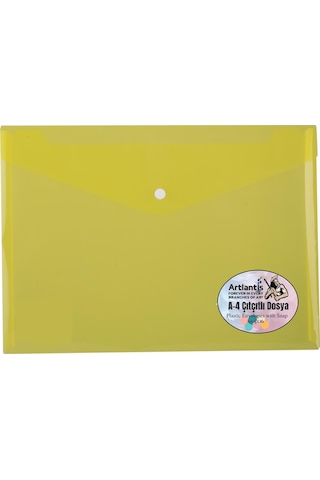 A4 Çıtçıtlı Sarı Şeffaf Renkli Zarf Dosya 1 Adet Artlantis Çıt Çı