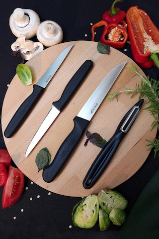 Stevig Cut 4 Fresh Sebze Soyacak Ve Bıçak Seti 4 Parça Siyah St-401 Siyah