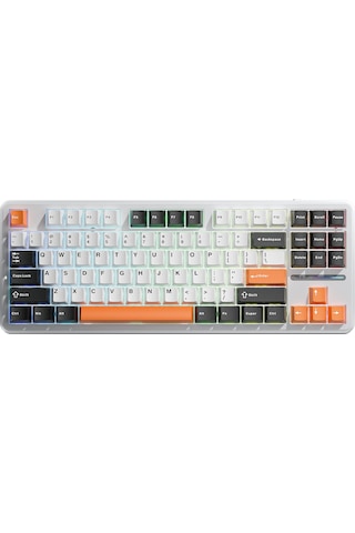 Aula F87 Mekanik Rgb Tkl Spacecrystal Switch Kablosuz Makrolu Hot Swap Klavye Turuncu