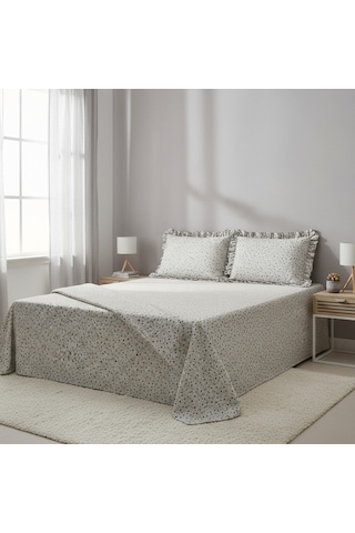 Sarı Çiçekli Fırfırlı Yastık Kılıflı Çarşaf Seti Çok Renkli