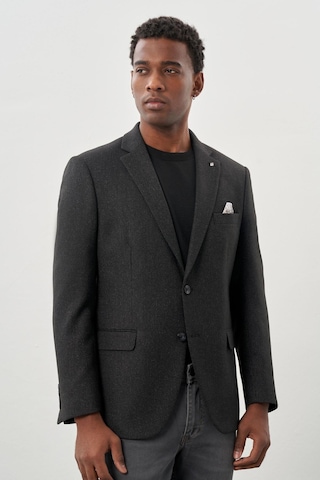İmza Siyah Düz Gabardin Mono Yaka 2 Düğme Esnek 6 Drop Comfort Fit Casual Ceket 1002245165 001 Siyah