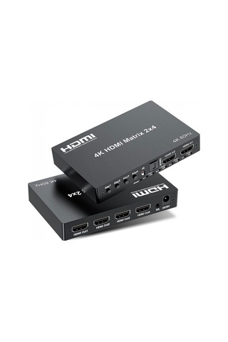 2x4 Hdmı Matrix 4k Anahtarı, 2 İn 4 Out Matrix Video Switcher Splitter
