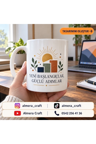 Kişiye Özel Motivasyon Kupası Yeni İş Ve Mezuniyet Hediyesi Beyaz - Beyaz