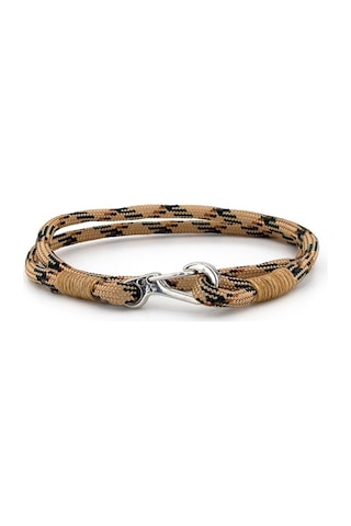Sütlü Kahve Paracord Metal Kanca Iki Sira Erkek Bileklik M011H Kahverengi