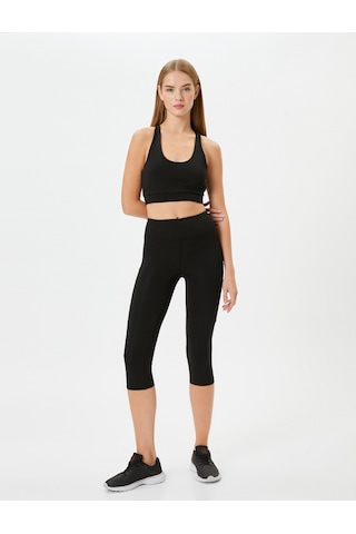 Koton Kapri Boy Spor Tayt Yan Cep Detaylı Yüksek Bel Slim Fit Siyah 4wak40331nk 4WAK40331NK999 Siyah