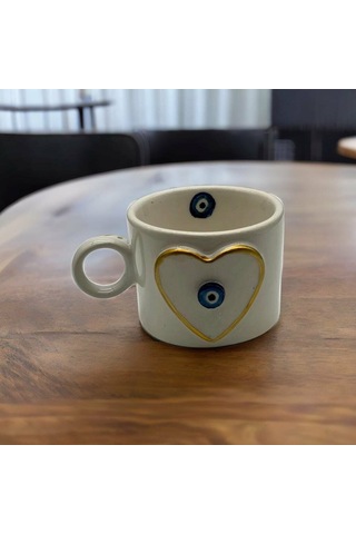Altın Yaldız Kalp Nazar Fincan Mug