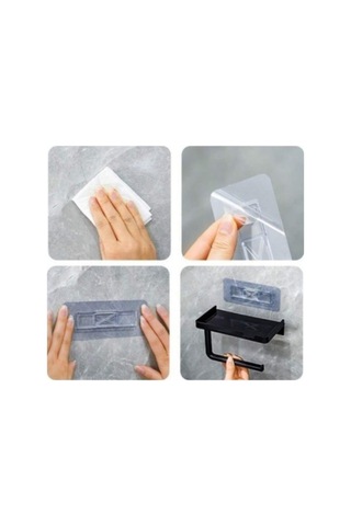 Tuvalet Kağıdı Askılığı - Raflı Ve Yapışkanlı - Matkapsız Banyo Aksesuarı Belirtilmemiş