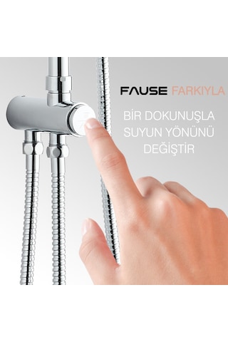 Fause Kolonlu Tepe Duş Seti Slim Çelik Başlıklar Kds101 Krom