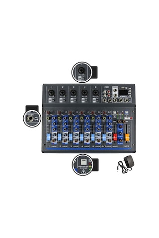 Midex MDX-07FXU 7 Kanal Ses Mikseri Deck Mikser Kayıt Bluetooth Usb Efekt