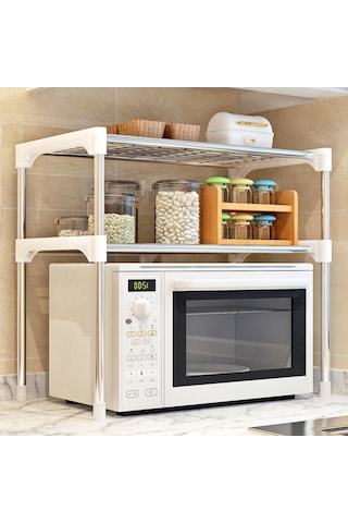 2 Katlı Çok Fonksiyonlu Mutfak Depolama Rafı Mikrodalga Fırın Raf Ünitesi