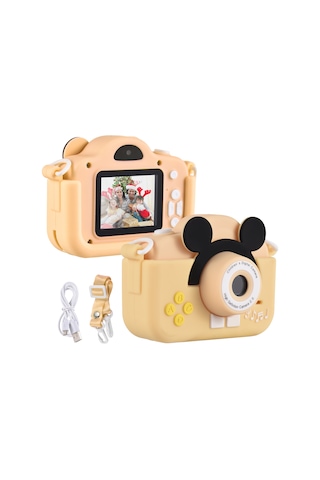 Vkemall Çocuklar İçin Renkli Dijital Kamera - 20mp Lens, 2.0" Ips Ekran, 1080p Video, Çekim/oynatma, Dahili Li-pol Batarya, Sarı