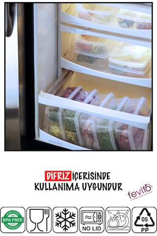 Mikrodalga Ve Difrizde Kullanılabilen Saklama Kabı Seti 3 Lu Beyaz S-413 Şeffaf