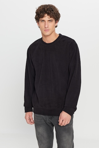 AC&Co / Altınyıldız Classics Erkek Sıyah Standart Fit Normal Kesim Bisiklet Yaka Sweatshirt Polar Siyah