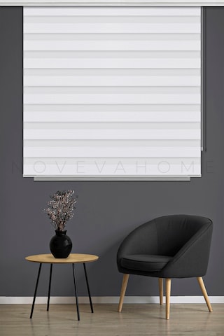 Bambu 1000 Beyaz Zebra Stor Perde Ofis Mutfak Camı Çocuk Odası Yatak Odası Salon Perdesi Lüx Beyaz
