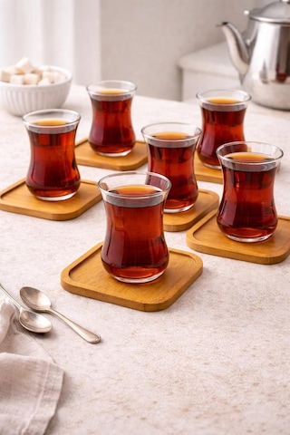 6'li Kare Bambu Bardak Altlığı Seti 10 Cm Kaymaz, Dayanıklı, Şık Tasarım, Sunumluk Diğer