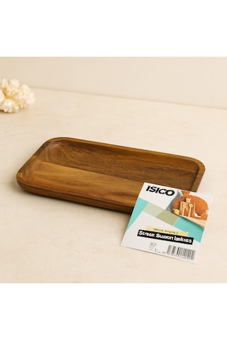 Akasya Ahşap Dikdörtgen Servis Tepsisi 25x14x1.4 Cm