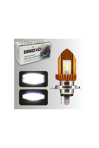 H4 Motosiklet Led Far Ampul 12-24v Beyaz 1 Adet 12w 1200lm Metal Gövde Soğutma