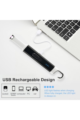 Konesam Gül Altınlı Usb Şarjlı Elektrikli Çakmak, Elektrikli İldırım Ateşleyici, Pil Göstergeli, Rüzgarlı Ortamlarda Kullanıma Uygun, Mangal Ve Mum Ateşleyici Çok Renkli