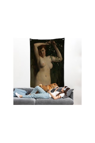 Gustave Courbet - Dallara Tutunan Nü Kadın Duvar Örtüsü-7364