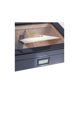 Cohiba Siyah Karbon Desenli Sedir Humidor Puro Kutusu