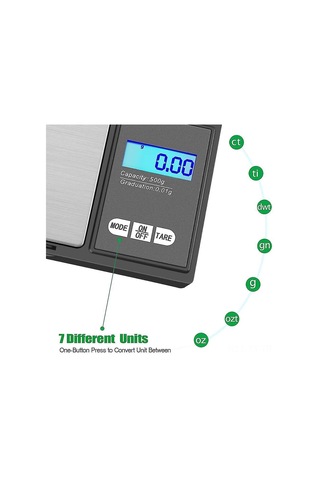 Shineyee El Tipi Hassas Dijital Terazi, 7 Ölçüm Birimi G/gn/oz , 0.03-500g Doğruluk, Lcd Ekranlı, Taşınabilir Mutfak Ve Kuyumluk Terazisi Çok Renkli
