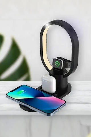 Thentech 3 Ü 1 Arada Kablosuz Şarj İstasyonu Isınma Engelleyici Akıllı Saat Kulaklık Telefon Şarj İstasyonu