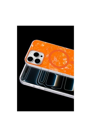 Onegif Apple iPhone Uyumlu 16 Pro Max Mila Dalgalı Magsafe Kapak - Turuncu Düz Renkli
