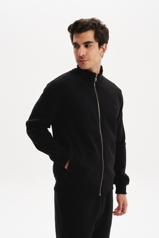 AR-MA Arma Erkek Örme Sweatshirt Regular Fit 3 İplik Basic Dik Yaka Tam Fermuarlı Cepli %70 Pamuk %30 Polyester K30324650702 Siyah