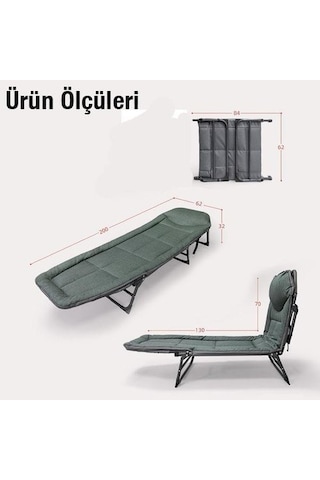 Kampet 5 Kademe Ayarlanabilir Kamp Yatağı Şezlong Kamp Sandalyesi - Gri
