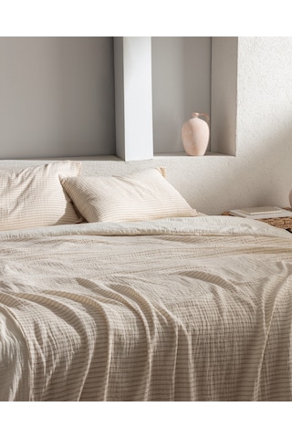 Madame Coco Agnes Tek Kişilik Müslin İpliği Boyalı Lastikli Nevresim Takımı - Bej 8684427204269 Ekru