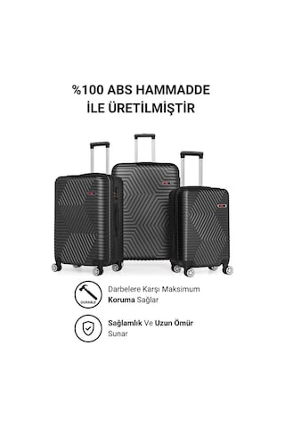 G&d Polo Suitcase Abs 3'lü Siyah Lüx Valiz Seyahat Seti 600.01-set Siyah