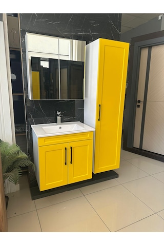 65 Cm Lake Banyo Dolabı Aynalı Ve Boy Dolaplı Köprü Kulplu