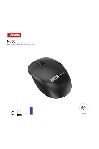 N260 Sessiz Kablosuz Mouse Siyah Usb Alıcılı Pil Dahil 870042253