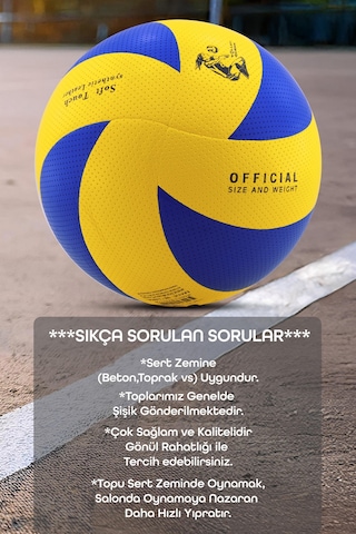 Voleybol Topu Lamineli Beton Zemin Soft Touch İç-dış Mekana Uygun 8 Panel Sarı-mavi 280 Gram Mavi