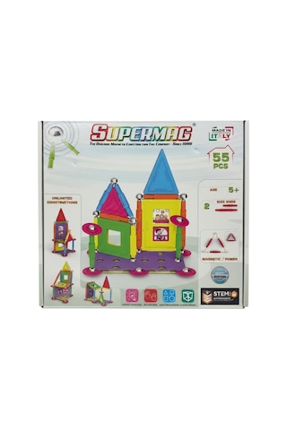 Supermag 55 Parça Manyetik Ev Yapım Seti- Stem Oyuncak Seti