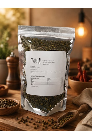 Yuandong Yeşil Sichuan Biberi Zanthoxylum 100 Gr Çin Mutfağı Baharatı Aromatik Tane Biber Sichuan Pepper