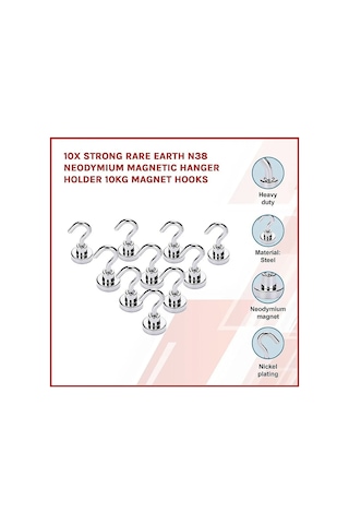 Vkemall 10 Adet Gümüş Renkli 8kg Taşıma Kapasiteli Neodimyum Manyetik Kanca - Ev Ve İşyeri İçin Camasir, Dekor Ve Depolama 3.5x1.6x1.6 Cm Gümüş