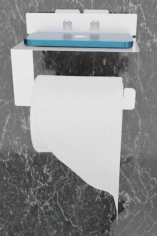 Tr Metal Beyaz Ultra Güçlü Yapışkanlı Telefon Tutacaklı Tuvalet Wc Kağıtlık Mt92b Diğer