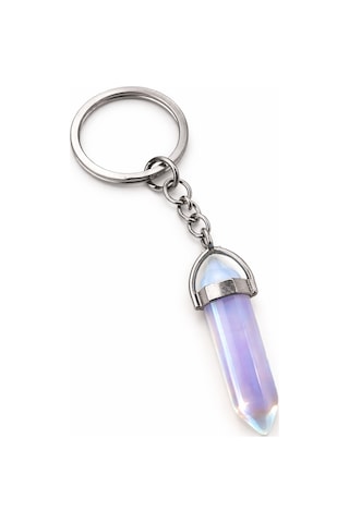 Unisex Opal Kristal Taş Uçlu Metal Anahtarlık Mavi Mor Renk