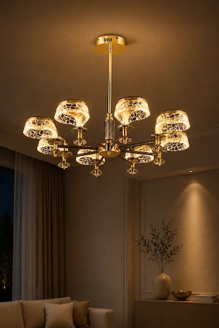 8'li Modern Premium Gold 3 Renkli Ledli Sarkıt Avizesi Salon Mutfak Oturma Odası Şık Modelleri 45w