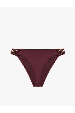 Koton Astarlı Yanları İpli Boncuklu Bikini Altı Bordo 5sak00187mm Bordo