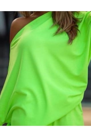 Kadın Kayık Yaka Salaş Iki Iplik Bluz Ve Şort Ikili Takım Yeşil