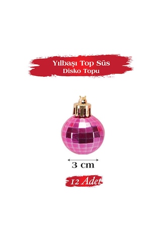 Yılbaşı Top Süs 3 Cm Disko Topu 12 Li