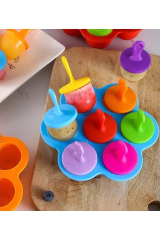 7 Renkli Yaratıcı Dondurma Kalıbı Kapaklı Dıy Renksiz Kokusuz Ev Yapımı Dondurma Kalıbı Dondurma Ve Buz Küpü Tepsisi Kalıpları Yeşil