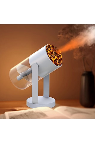 Projektör Görünümlü Rgb Işıklı Gece Lambası Ve Buhar Makinesi Beyaz